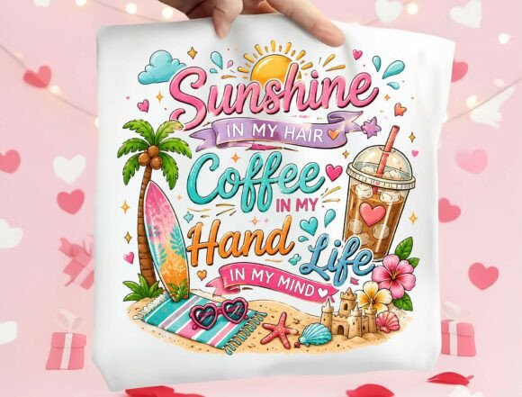 Beach Iced Coffee Sublimation Design: Summer Vibes in a PNG