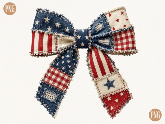 Patchwork American Flag Bow PNG Design