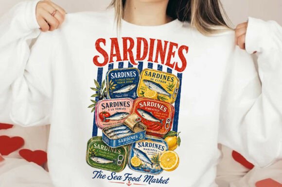 Retro Sardines T-Shirt Design: A Vintage Graphic for Modern Brands