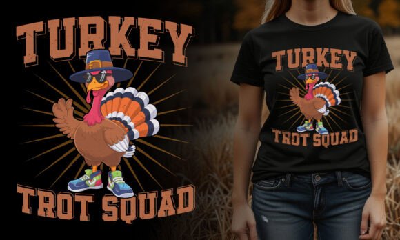 Turkey Trot Squad: A Dynamic Vector for Festive Branding
